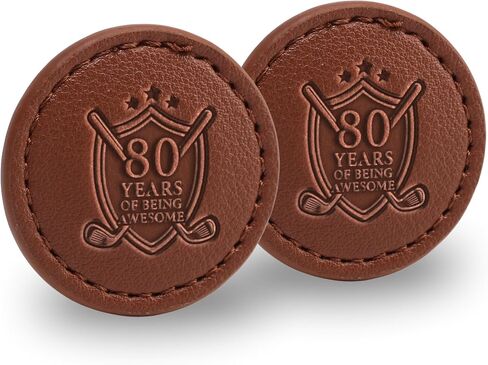80th Birthday Gifts for Men Golf Ball Markers (Tan, Set of 2), 80th Birthday Leather Golf Markers Golf Accessories, Birthday, Christmas in Kuwait