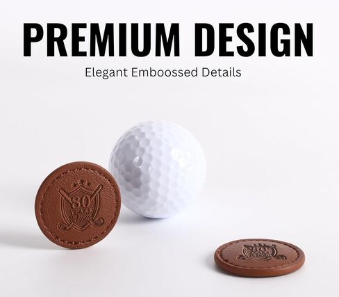 80th Birthday Gifts for Men Golf Ball Markers (Tan, Set of 2), 80th Birthday Leather Golf Markers Golf Accessories, Birthday, Christmas in Kuwait