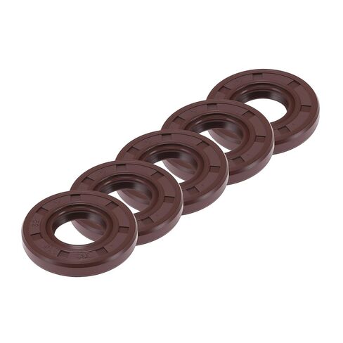 Universal Oil Seal TC Double Lip W Steel Spring Seal Ring Rotary Shaft Seal 15x32x5mm High Pressure FKM Rubber Brown 5 Pcs in Kuwait