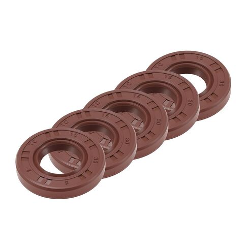 Universal Oil Seal TC Double Lip W Steel Spring Seal Ring Rotary Shaft Seal 15x32x5mm High Pressure FKM Rubber Brown 5 Pcs in Kuwait