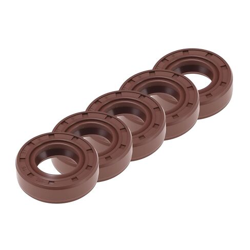 Universal Oil Seal TC Double Lip W Steel Spring Seal Ring Rotary Shaft Seal 15x32x5mm High Pressure FKM Rubber Brown 5 Pcs in Kuwait