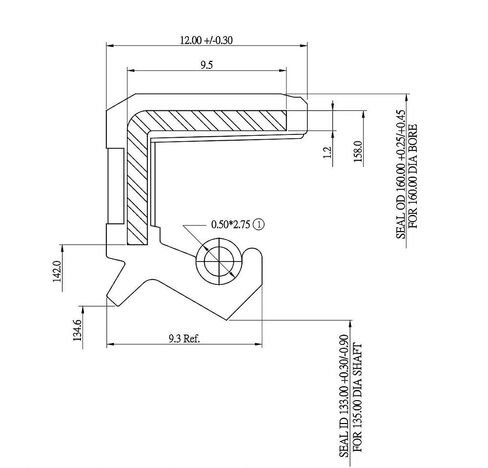 EAI 135 مم × 160 مم × 12 مم FPM/FKM TC شفة مزدوجة مع ختم زيت زنبركي من الفولاذ المقاوم للصدأ. شركات. /ث ختم عمود فيتون in Kuwait