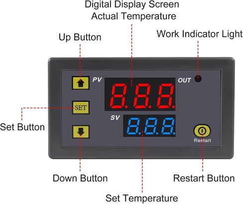 2Pcs W3230 Digital LED Temperature Controller Module AC110-220V 10A Digital Thermostat Switch with Waterproof Probe Programmable Heating Cooling Electronic Thermostat in Kuwait