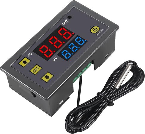 2Pcs W3230 Digital LED Temperature Controller Module AC110-220V 10A Digital Thermostat Switch with Waterproof Probe Programmable Heating Cooling Electronic Thermostat in Kuwait