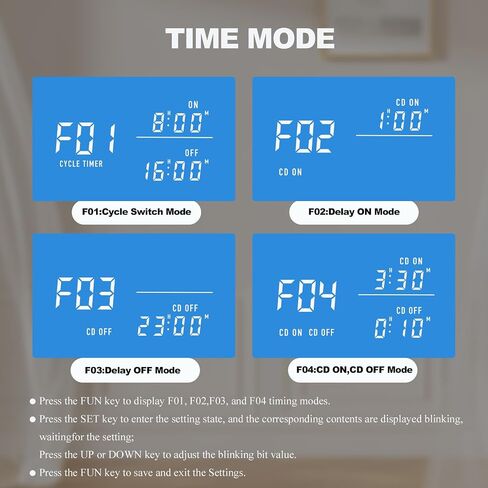 Digital Thermostat Outlet , 15A 1800W Digital Temperature Controller Plug in Heating Cooling Control Timer -40℉-210℉,for Greenhouse, Incubation, Homebrewing（Blue LCD） in Kuwait