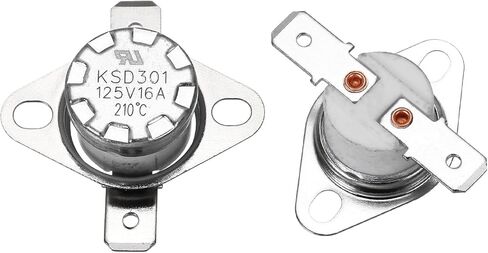 uxcell 2 Pcs KSD301 Thermostat 210°C/410°F 16A Normally Closed N.C Adjust Snap Disc Temperature Switch for Microwaves,Oven,Coffee Maker,Ceramic Material in Kuwait