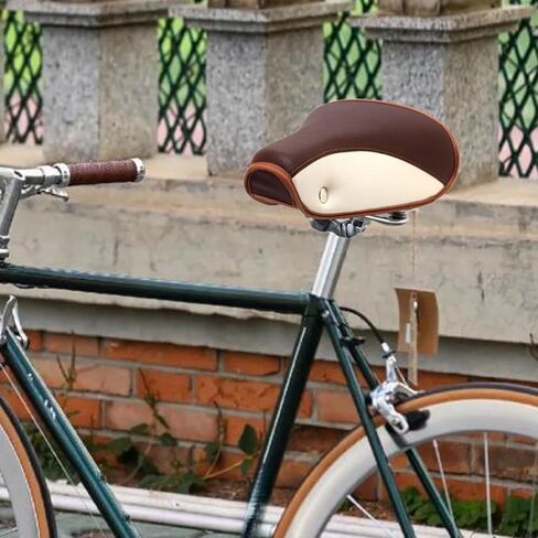 Vintage Bike Saddle, Bike Cycling Seat,Comfortable Padded,Classic,Retro Rivet Spring Cushion, Bicycle Seat for Road Bike, Brown in Saudi Arabia