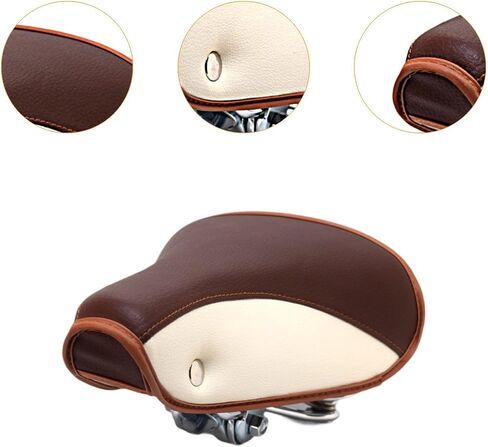 Vintage Bike Saddle, Bike Cycling Seat,Comfortable Padded,Classic,Retro Rivet Spring Cushion, Bicycle Seat for Road Bike, Brown in Saudi Arabia