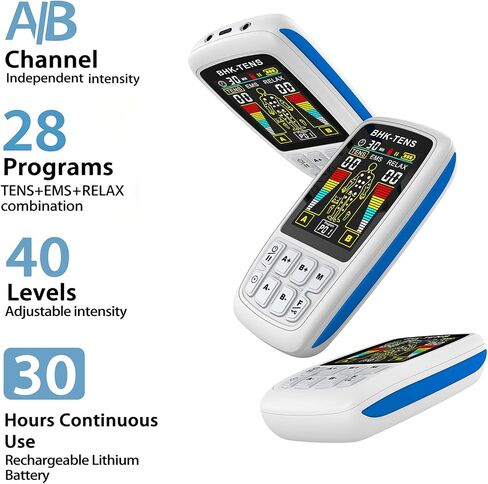 TENS Unit EMS Muscle Stimulator, 3-in-1 Dual Channel Electronic Pulse TENS Machine with Clear LCD Screen, 28 Modes Rechargeable Pain Relief Machine for Back, Sciatica, Neck, Knee & Muscle Soreness | 3-in-1& 28 Modes& 40 intensity in Kuwait