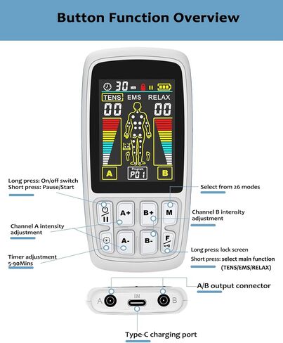 TENS Unit EMS Muscle Stimulator, 3-in-1 Dual Channel Electronic Pulse TENS Machine with Clear LCD Screen, 28 Modes Rechargeable Pain Relief Machine for Back, Sciatica, Neck, Knee & Muscle Soreness | 3-in-1& 28 Modes& 40 intensity in Kuwait