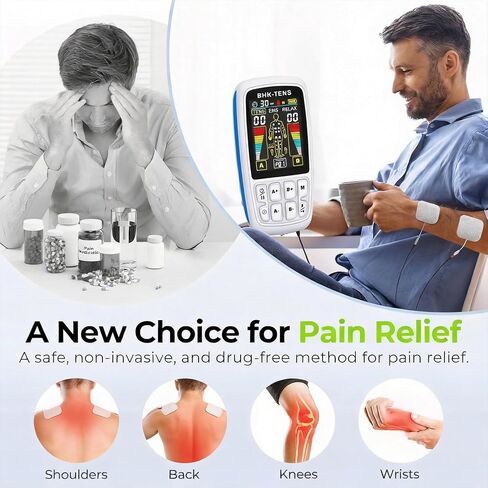 TENS Unit EMS Muscle Stimulator, 3-in-1 Dual Channel Electronic Pulse TENS Machine with Clear LCD Screen, 28 Modes Rechargeable Pain Relief Machine for Back, Sciatica, Neck, Knee & Muscle Soreness | 3-in-1& 28 Modes& 40 intensity in Kuwait