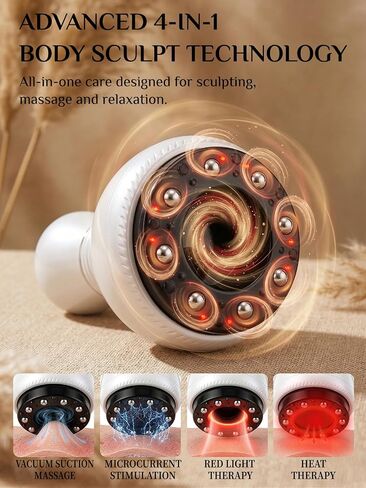 Electric Cupping Massager for Body with Suction, Microcurrent, Red Light & Heat, Lymphatic Drainage Massager, 12 Intensity Body Sculpting Machine, Cellulite Massage Tool for Arms Legs Waist Back in Kuwait