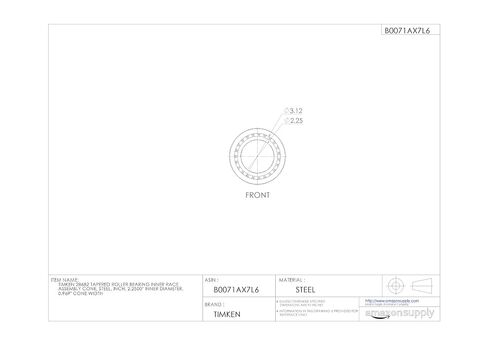 Timken 28682 Tapered Roller Bearing Inner Race Assembly Cone, Steel, Inch, 2.2500" Inner Diameter, 0.969" Cone Width in Kuwait