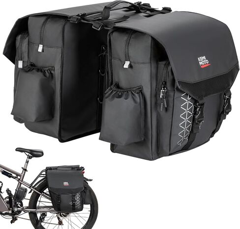 KEMIMOTO Bike Panniers 30L, Flip-Top & Zip Closure Bicycle Saddle Bag Storage with PVC Material & Waterproof Rain Cover, Rear Ebike Saddlebag Accessories for Grocery, Commuting, Travel in Kuwait