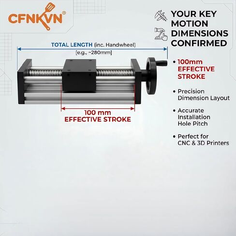 Linear Stage, 100mm Ball Screw Actuator with Handwheel for CNC | Replacement for OK648-100mm – Manual handwheel enables precise fine-tuning; ball-bearing slide block ensures smooth in Kuwait