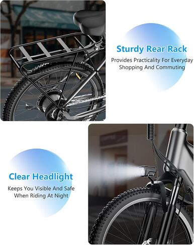 Electric Bike for Adults,26" Mountain Ebike with 48V 12Ah Removable Battery,1500W Peak Motor Up to 25MPH 65 Miles Range,7 Speed Electric Bicycles with Rear Rack for City Cruiser Commuter in Kuwait
