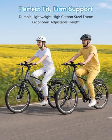 Electric Bike for Adults,26" Mountain Ebike with 48V 12Ah Removable Battery,1500W Peak Motor Up to 25MPH 65 Miles Range,7 Speed Electric Bicycles with Rear Rack for City Cruiser Commuter in Kuwait