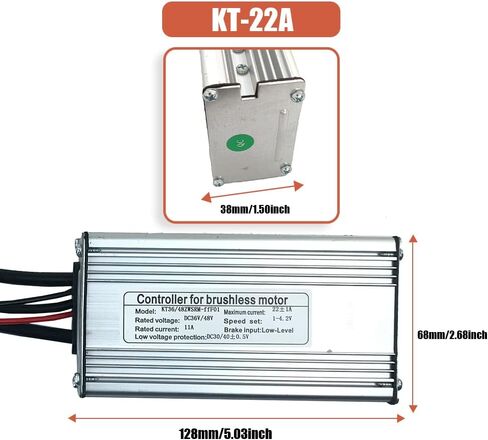 36/48V 22A 500W 750W Brushless Square Wave 9mos KT Controller Waterproof DC Brushless Motor Controller with KT LCD8HU Color Dsiplay with USB Socket, eBike Hub Motor Controller for Electric Bicycle in Kuwait