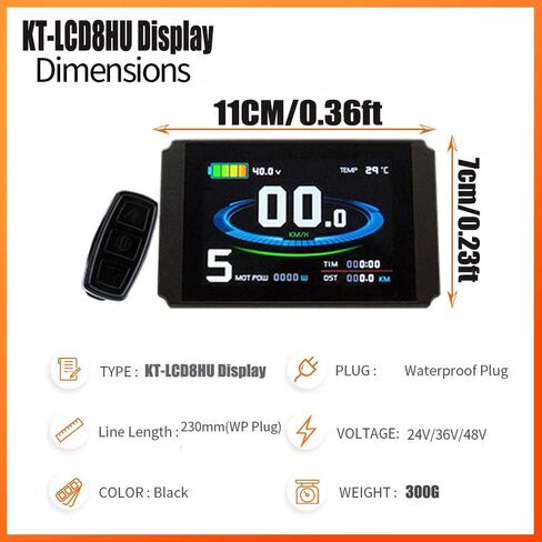 36/48V 22A 500W 750W Brushless Square Wave 9mos KT Controller Waterproof DC Brushless Motor Controller with KT LCD8HU Color Dsiplay with USB Socket, eBike Hub Motor Controller for Electric Bicycle in Kuwait