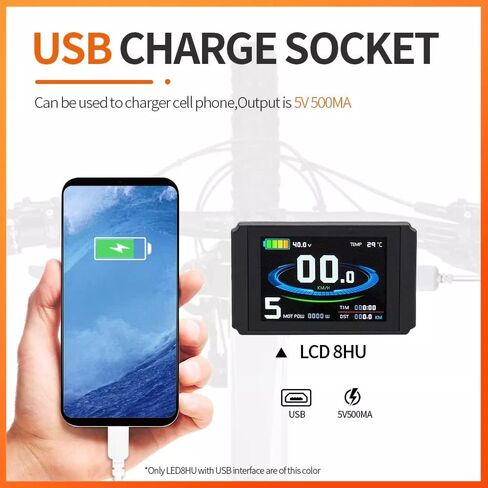 36/48V 22A 500W 750W Brushless Square Wave 9mos KT Controller Waterproof DC Brushless Motor Controller with KT LCD8HU Color Dsiplay with USB Socket, eBike Hub Motor Controller for Electric Bicycle in Kuwait