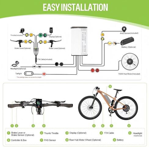 BAFANG Ebike Conversion Kit 48V 500W/750W محرك المحور الخلفي -G0900 طقم دراجة كهربائية مع شاشة LCD وبطارية لـ 20 بوصة/26 بوصة/27.5 بوصة/700C دراجات جبلية/مدينة/طرق (135-142 مم تسرب) in Kuwait