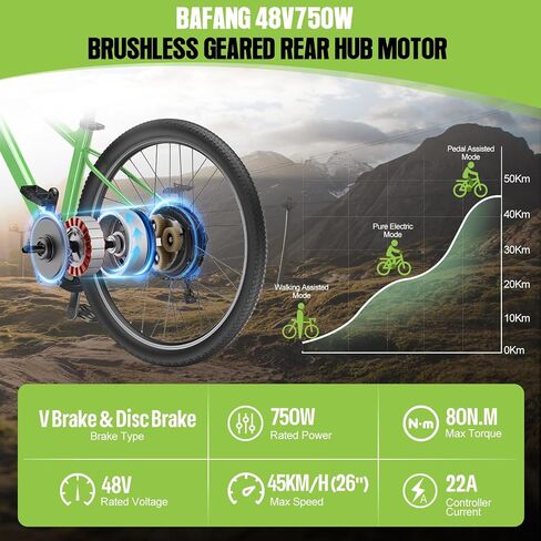 BAFANG Ebike Conversion Kit 48V 500W/750W محرك المحور الخلفي -G0900 طقم دراجة كهربائية مع شاشة LCD وبطارية لـ 20 بوصة/26 بوصة/27.5 بوصة/700C دراجات جبلية/مدينة/طرق (135-142 مم تسرب) in Kuwait