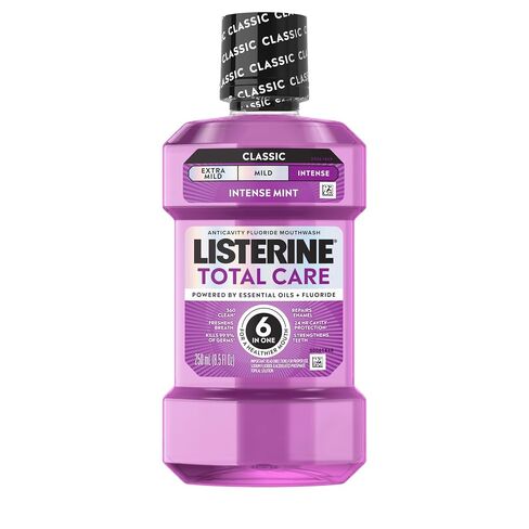 Listerine Total Care Anticavity Fluoride Mouthwash, 6 Benefits in 1 Oral Rinse Helps Kill 99.9% of Bad Breath Germs, Prevents Cavities, Strengthens Enamel, ADA-Accepted, Fresh Mint, 250 mL in Saudi Arabia
