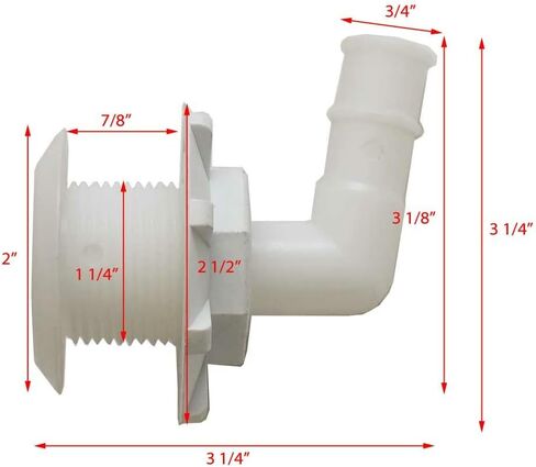 قارب L-Flange من خلال استنزاف الهيكل | بلاستيك أبيض 3/4 بوصة in Kuwait