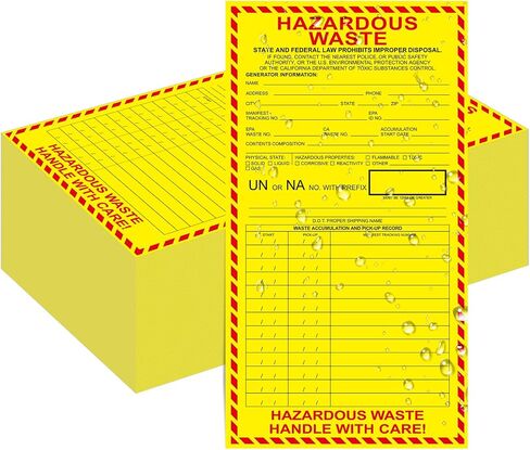 25 Pack Hazardous Waste Labels, 6" x 11" Adhesive Hazardous Waste Container Stickers with Generator Information Fields for Wasting Storage Disposal in Kuwait