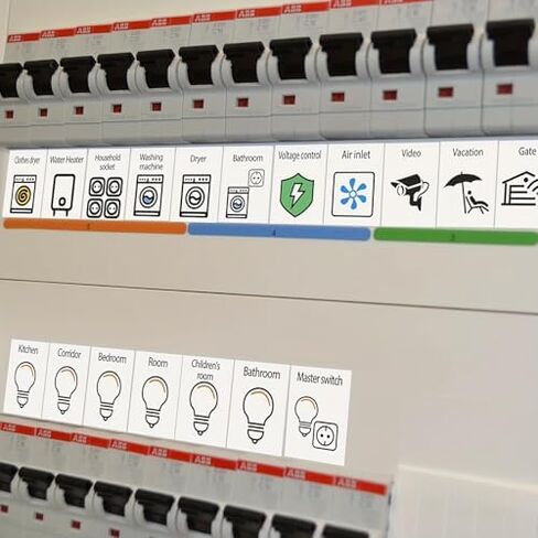 70pcs Electrical Switch Label Stickers, PVC Material Circuit Breaker Labels for Home Identification, Outlet Panel Reminder Decals Set in Kuwait
