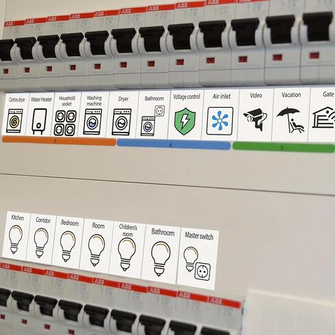 70pcs Electrical Switch Label Stickers, PVC Material Circuit Breaker Labels for Home Identification, Outlet Panel Reminder Decals Set in Kuwait