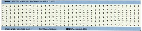 Brady WM-7-PK 1.5" Length, B-500 Repositionable Vinyl Cloth Black On White Color Solid Numbers Wire Marker Card, Legend "7" (Pack Of 25) in Kuwait