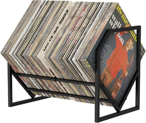 3 Tier Vinyl Record Storage Rack, Vinyl Shelf Stores 300 Lps, Record Stand for Large Capacity Album Holder, Reinforced Design Metal Rack for Albums Storage, Magazine, Book (3 Tier) in Saudi Arabia