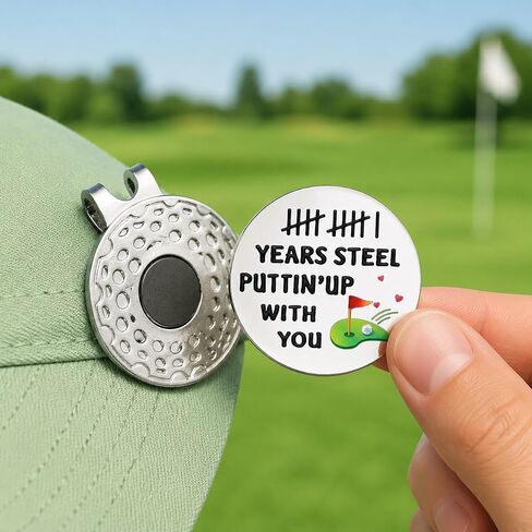 STUNFASSOO 11 Years Anniversay Steel Gifts for Her Him Magnetic Golf Ball Marker Hat Clip 11 Years 11th Wedding for Her Him Husband Wife Men Women Adults Christmas Valentine in Kuwait