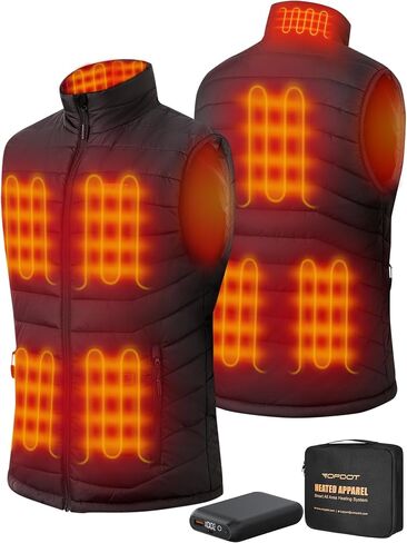 Topdot Heated Vest for Men with 7.4V 16000mAh Battery Pack Included, 8 Heating Zones Lightweight Warm Men's Heated Vest in Kuwait