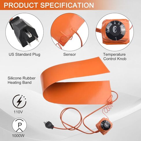 1000W Metal Drum Heater, 5 Gal Bucket Heater With Temperature Control, Silicone Barrel Heat Pad Warmer, 6InX36in 110V Guitar Side Bending Heating Band, Instrument Crafting Heater in Kuwait