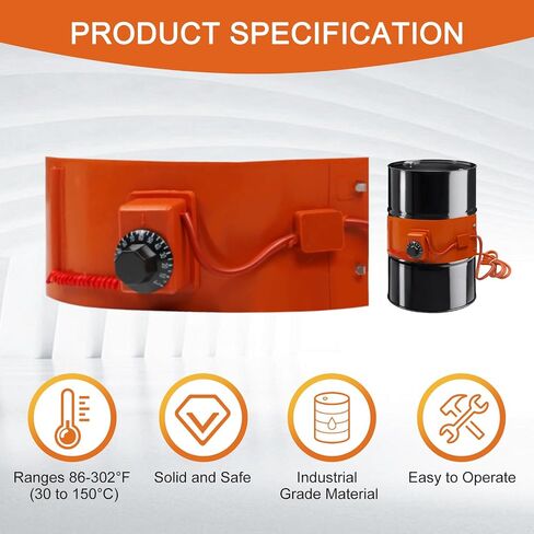 1000W Metal Drum Heater, 5 Gal Bucket Heater With Temperature Control, Silicone Barrel Heat Pad Warmer, 6InX36in 110V Guitar Side Bending Heating Band, Instrument Crafting Heater in Kuwait