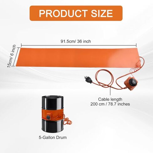1000W Metal Drum Heater, 5 Gal Bucket Heater With Temperature Control, Silicone Barrel Heat Pad Warmer, 6InX36in 110V Guitar Side Bending Heating Band, Instrument Crafting Heater in Kuwait