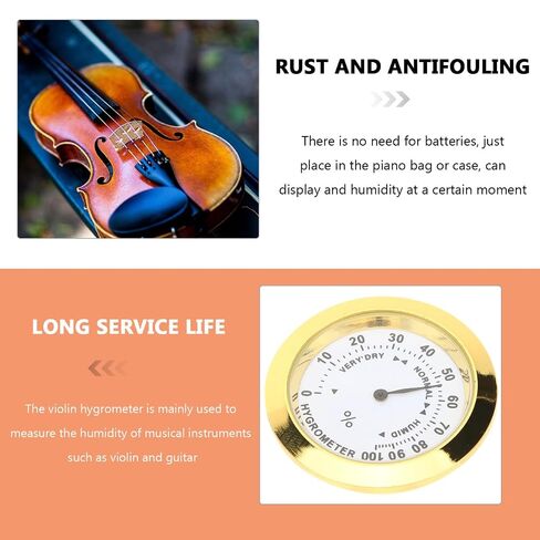 Round Hygrometer for Violin Guitar Case Compact Analog Humidity Meter for Musical Instrument Care and Accurate Humidity Monitoring in Kuwait