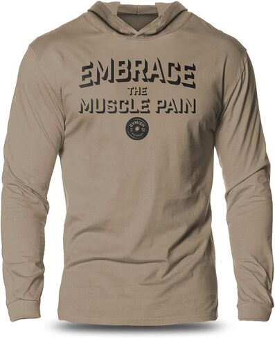 Gymish Lifestyle Inspirational Gym Hooded Shirt Embrace Muscle Pain Workout Long Sleeves T-shirt in Kuwait