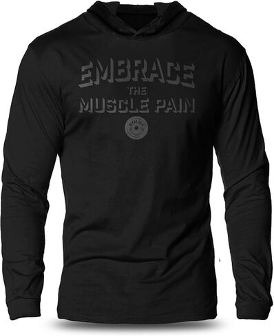 Gymish Lifestyle Inspirational Gym Hooded Shirt Embrace Muscle Pain Workout Long Sleeves T-shirt in Kuwait