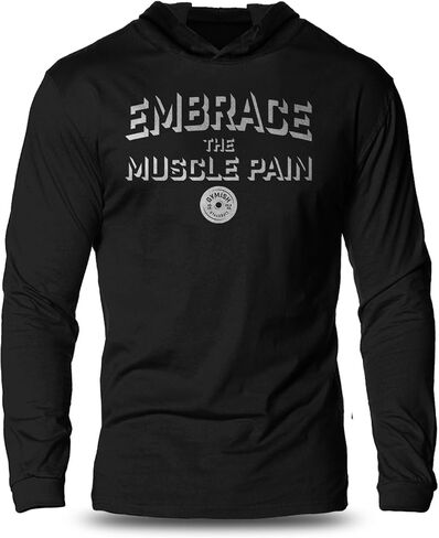 Gymish Lifestyle Inspirational Gym Hooded Shirt Embrace Muscle Pain Workout Long Sleeves T-shirt in Kuwait