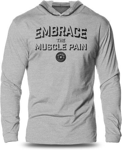 Gymish Lifestyle Inspirational Gym Hooded Shirt Embrace Muscle Pain Workout Long Sleeves T-shirt in Kuwait