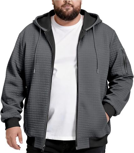 Big and Tall Men's Hoodie Sweatshirts Full-Zip Plus Size Hooded Jacket in Kuwait