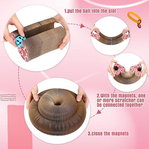 Soulchen 4 Pcs Magic Organ Cat Scratching Board, Combinable Cat Toy for Adult Pets, Interactive Cardboard Kitty Scratcher with Bell Ball, Durable Foldable Accordion Scratch Pad, Exercise for Indoor in Saudi Arabia