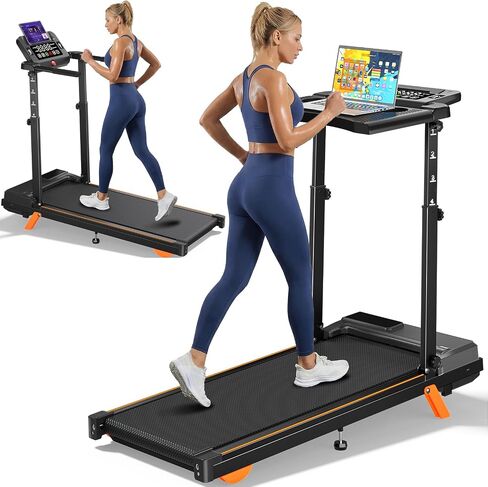Walking Pad Treadmill with Desk Workstation, 12% Incline Treadmills for Home Office, 350lbs Capacity, 3.5HP (Black, XL) in Kuwait
