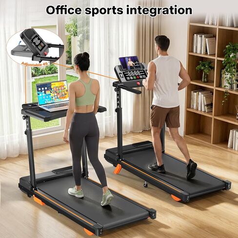 Walking Pad Treadmill with Desk Workstation, 12% Incline Treadmills for Home Office, 350lbs Capacity, 3.5HP (Black, XL) in Kuwait