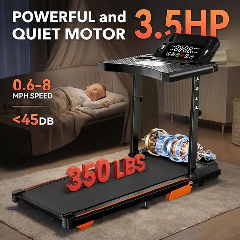 Walking Pad Treadmill with Desk Workstation, 12% Incline Treadmills for Home Office, 350lbs Capacity, 3.5HP (Black, XL) in Kuwait
