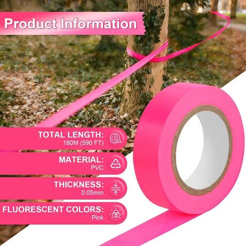 6 Rolls Orange Flagging Tape, 0.7in X 98.4ft(Total 590.4ft) Non-Adhesive Neon Marking Tape, Plastic Survey Ribbon Rolls for Location Marking, Cable Bundling, Tree Labeling, Hunting, Construction Sites in Saudi Arabia