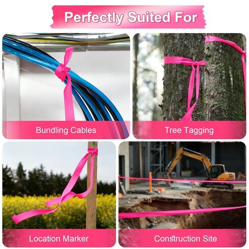 6 Rolls Orange Flagging Tape, 0.7in X 98.4ft(Total 590.4ft) Non-Adhesive Neon Marking Tape, Plastic Survey Ribbon Rolls for Location Marking, Cable Bundling, Tree Labeling, Hunting, Construction Sites in Saudi Arabia